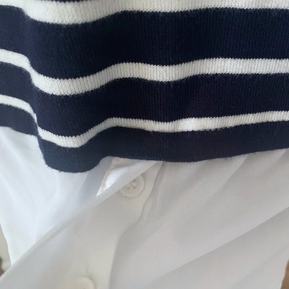 New York & Company 7TH AVENUE DESIGN STUDIO Navy blue/white Soft Sweater size M - Picture 5 of 10
